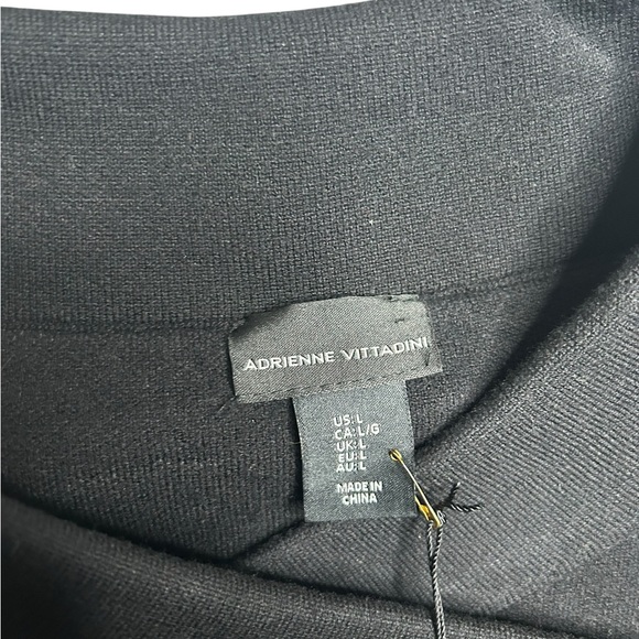 Adrienne Vittadini Womens Black Top Size Large Asymmetrical Collar Knit Pullover - Picture 5 of 5